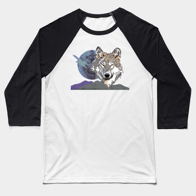 Majestic Wolf Baseball T-Shirt by Zippy's Tees